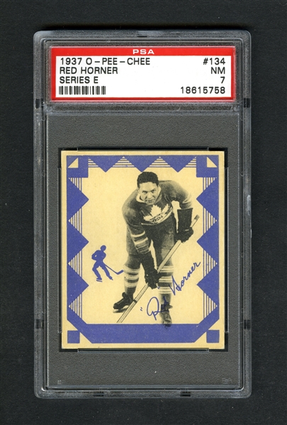1937-38 O-Pee-Chee Series "E" (V304E) Hockey Card #134 HOFer Red Horner - Graded PSA 7 - Highest Graded!