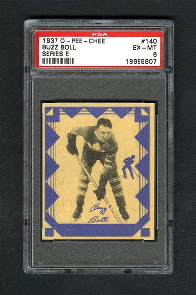 1937-38 O-Pee-Chee Series "E" (V304E) Hockey Card #140 Buzz Boll - Graded PSA 6 - Highest Graded!