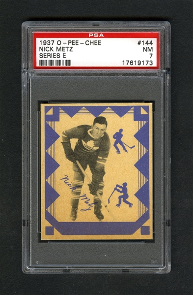 1937-38 O-Pee-Chee Series "E" (V304E) Hockey Card #144 Nick Metz - Graded PSA 7 - Highest Graded!