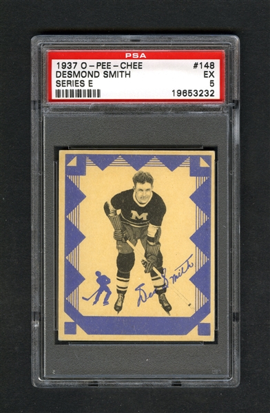 1937-38 O-Pee-Chee Series "E" (V304E) Hockey Card #148 Des Smith RC - Graded PSA 5
