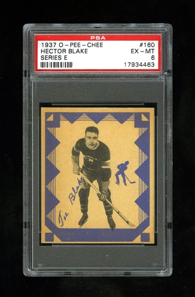1937-38 O-Pee-Chee Series "E" (V304E) Hockey Card #160 HOFer Toe Blake RC - Graded PSA 6