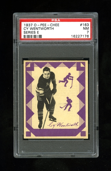 1937-38 O-Pee-Chee Series "E" (V304E) Hockey Card #163 Cy Wentworth - Graded PSA 7 - Highest Graded!