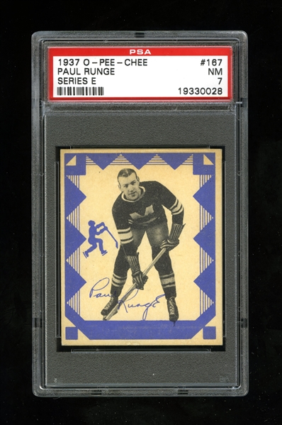 1937-38 O-Pee-Chee Series "E" (V304E) Hockey Card #167 Paul Runge - Graded PSA 7 - Highest Graded!