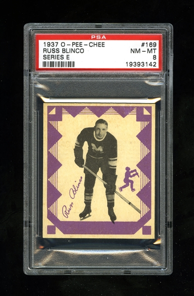  1937-38 O-Pee-Chee Series "E" (V304E) Hockey Card #169 Russ Blinco - Graded PSA 8 - Highest Graded!