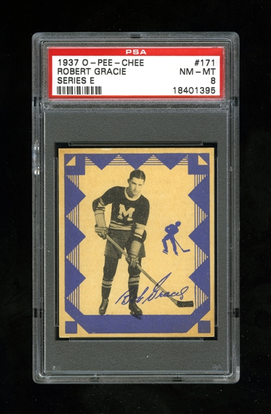 1937-38 O-Pee-Chee Series "E" (V304E) Hockey Card #171 Bob Gracie - Graded PSA 8 - Highest Graded!
