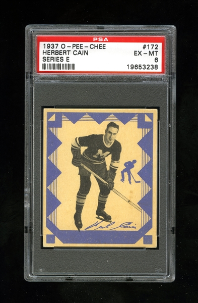 1937-38 O-Pee-Chee Series "E" (V304E) Hockey Card #172 Herbert Cain - Graded PSA 6