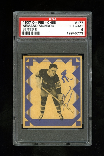 1937-38 O-Pee-Chee Series "E" (V304E) Hockey Card #177 Armand Mondou - Graded PSA 6