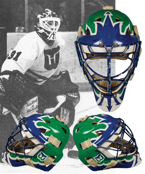 Richard Brodeurs 1987-88 Hartford Whalers Game-Worn Greg Harrison Goalie Mask