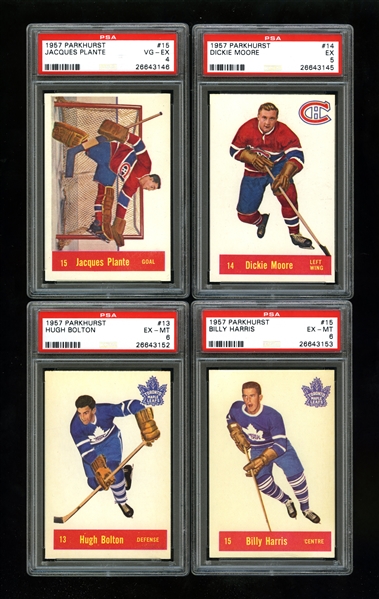 1957-58 Parkhurst PSA-Graded Hockey Card Collection of 15 with Jacques Plante