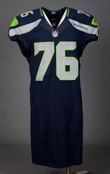 Russell Okungs 2015 Seattle Seahawks Game-Worn Jersey and 1990s San Diego Chargers Game-Issued Jersey