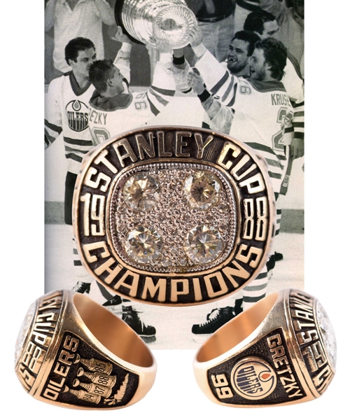 Edmonton Oilers 1987-88 Stanley Cup Championship 10K Gold Wayne Gretzky Salesmans Sample Ring