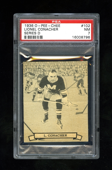1936-37 O-Pee-Chee Series "D" (V304D) Hockey Card #102 HOFer Lionel Conacher - Graded PSA 7