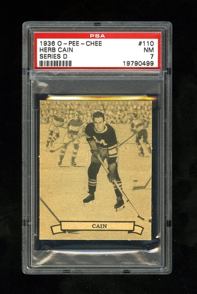 1936-37 O-Pee-Chee Series "D" (V304D) Hockey Card #110 Herb Cain - Graded PSA 7