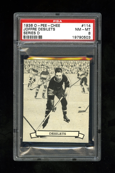 1936-37 O-Pee-Chee Series "D" (V304D) Hockey Card #114 Joffre Desilets RC - Graded PSA 8