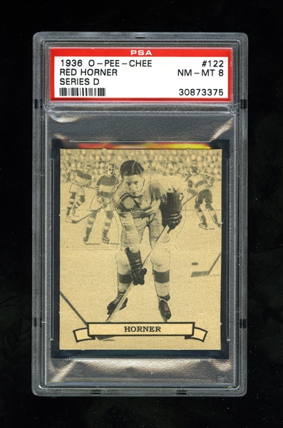 1936-37 O-Pee-Chee Series "D" (V304D) Hockey Card #122 HOFer Red Horner - Graded PSA 8 - Highest Graded!
