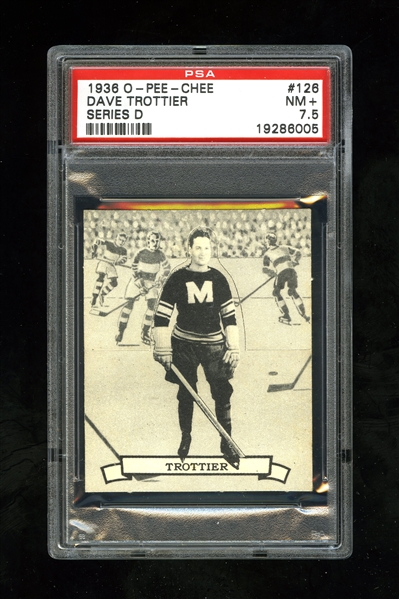 1936-37 O-Pee-Chee Series "D" (V304D) Hockey Card #126 Dave Trottier - Graded PSA 7.5 - Highest Graded!