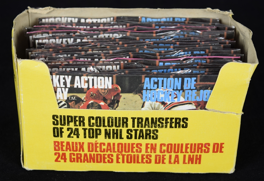 1972-73 Letraset Hockey Action Replay Complete Set of 24 Transfers with 22 Sealed Packs