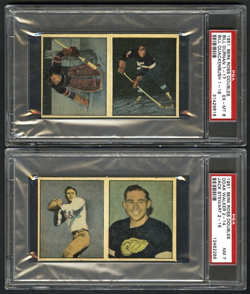 1951 Berk Ross Doubles "Hit Parade of Champions" PSA-Graded Collection of 4 Including Complete Hockey Set
