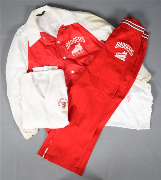 Bob Johnson’s 1970s Wisconsin Badgers Coach Jacket, Pants, Polo Shirt and Sweater