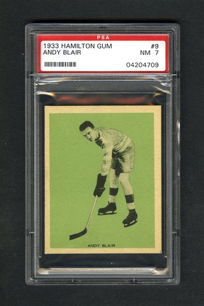 1933-34 Hamilton Gum (V288) Hockey Card #9 Andy Blair RC - Graded PSA 7