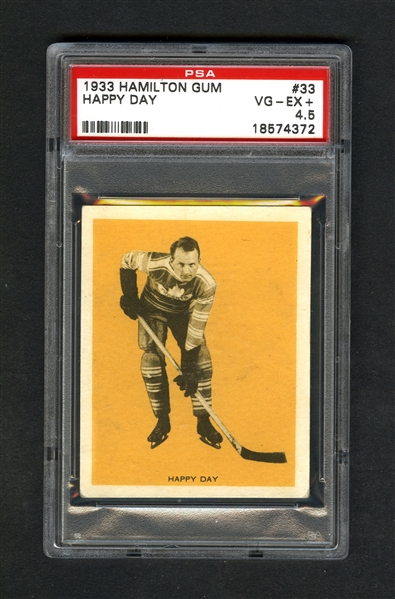 1933-34 Hamilton Gum (V288) Hockey Card #33 HOFer Hap Day RC - Graded PSA 4.5