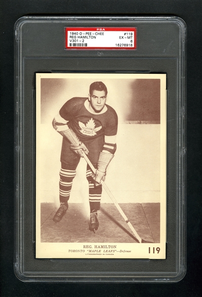 1940-41 O-Pee-Chee (V301-2) Hockey Card #119 Reg Hamilton - Graded PSA 6