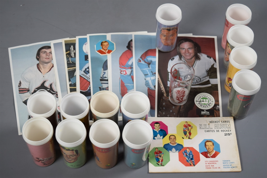 Jean Beliveau 1961-62 York Peanut Butter Glass, Montreal Canadiens 1965-66 Steinberg  Glasses (13), 1973-74 OPC WHA Posters & More