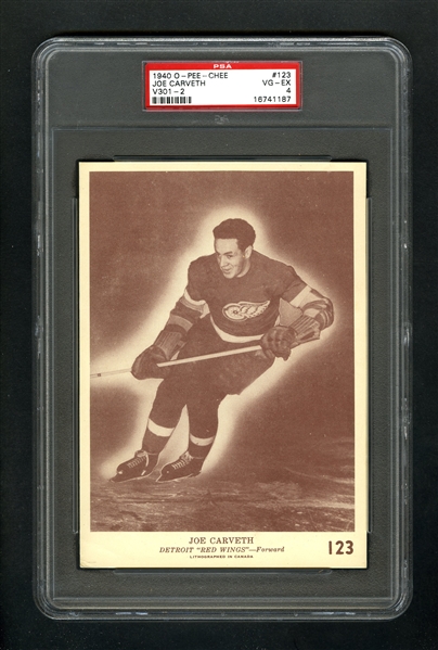 1940-41 O-Pee-Chee (V301-2) Hockey Card #123 Joe Carveth RC - Graded PSA 4