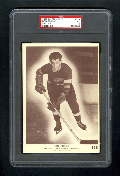 1940-41 O-Pee-Chee (V301-2) Hockey Card #128 Don Grosso RC - Graded PSA 5
