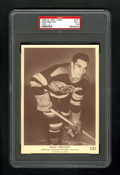 1940-41 O-Pee-Chee (V301-2) Hockey Card #131 HOFer Max Bentley RC - Graded PSA 5.5 - Highest Graded!