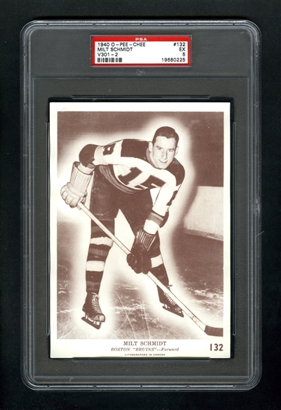 1940-41 O-Pee-Chee (V301-2) Hockey Card #132 HOFer Milt Schmidt RC - Graded PSA 5