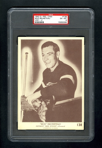 1940-41 O-Pee-Chee (V301-2) Hockey Card #138 Mud Bruneteau - Graded PSA 6 - Highest Graded!