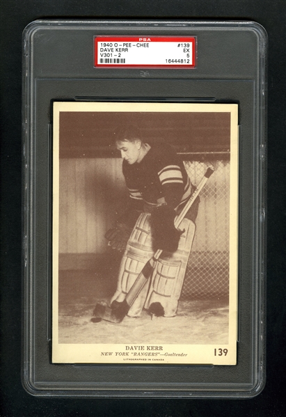 1940-41 O-Pee-Chee (V301-2) Hockey Card #139 Dave Kerr - Graded PSA 5 - Highest Graded!