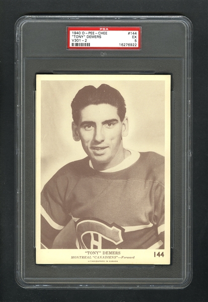 1940-41 O-Pee-Chee (V301-2) Hockey Card #144 Tony Demers RC - Graded PSA 5 - Highest Graded!