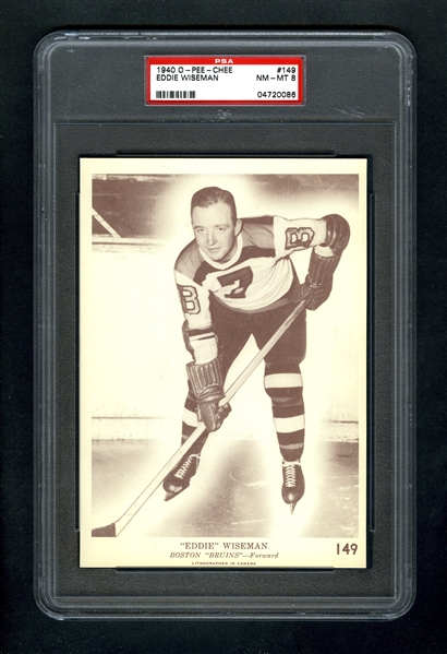 1940-41 O-Pee-Chee (V301-2) Hockey Card #149 Eddie Wiseman RC - Graded PSA 8 - Highest Graded!