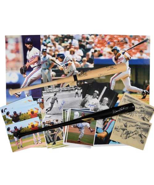 Montreal Expos Signed Bat and Photo Collection of 37 For Charity Including Martinez, Dawson, Grissom, Vidro, Bailey, Singleton and Others