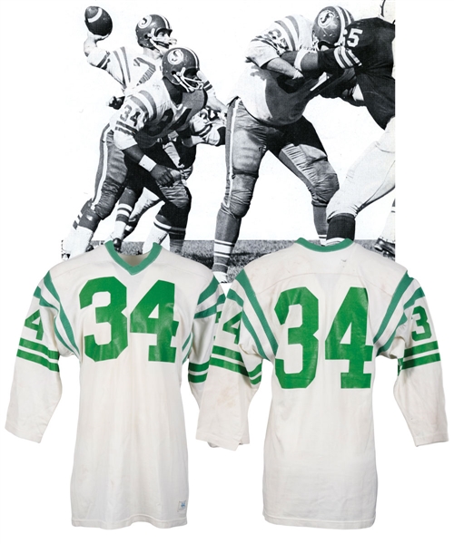 George Reeds Circa 1970 Saskatchewan Rough Riders Game-Worn Jersey - Team Repairs!