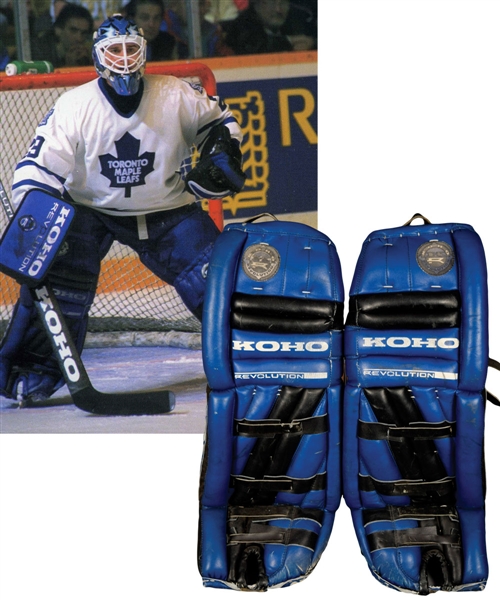 Felix Potvins 1993-94 Toronto Maple Leafs Game-Worn Koho Revolution Goalie Pads