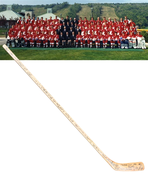 Team Canada 1991 Canada Cup Team-Signed Stick by 40+ with Gretzky, Lindros, Coffey and Others