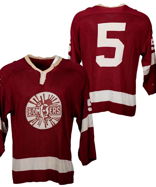 Flin Flon Bombers (WCHL) Circa 1976-77 Game-Worn Jersey - Team Repairs!