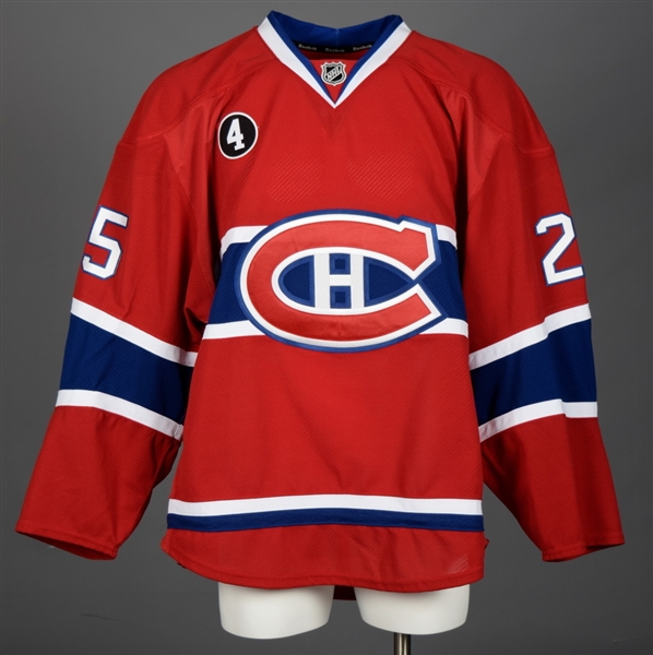 Jacob de la Roses 2014-15 Montreal Canadiens Game-Issued Rookie Season Jersey with Team LOA - Beliveau Memorial Patch!