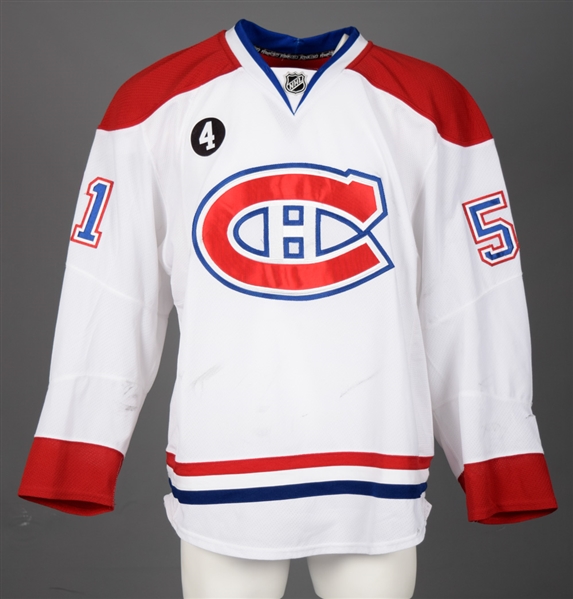 David Desharnais 2014-15 Montreal Canadiens Game-Worn Jersey with Team LOA - Beliveau Memorial Patch!