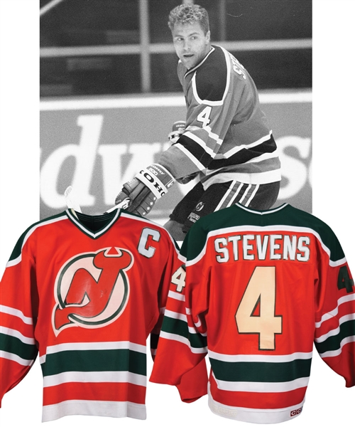 Scott Stevens 1992-93 New Jersey Devils Game-Worn Pre-Season Captains Jersey with LOAs - Photo-Matched!