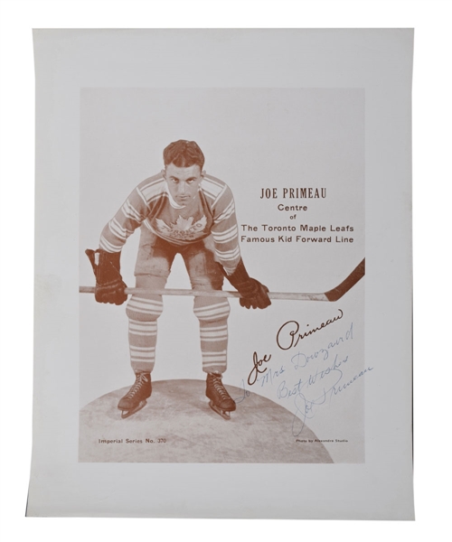 Deceased HOFer Joe Primeau Signed Toronto Maple Leafs Imperial Series Picture with JSA LOA