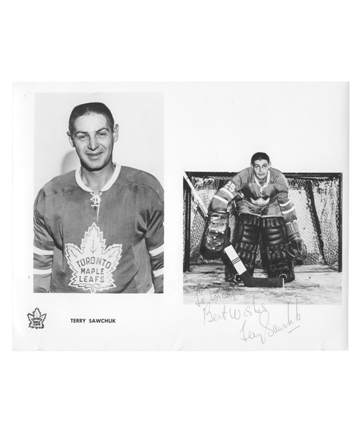 Terry Sawchuk Signed 1960s Toronto Maple Leafs Photo (8" x 10")