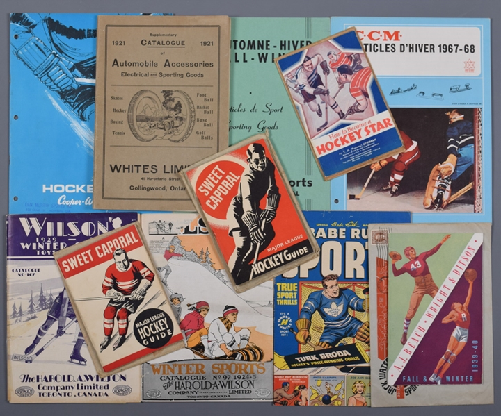 Vintage 1924-68 Hockey Catalog and Guide Collection of 11