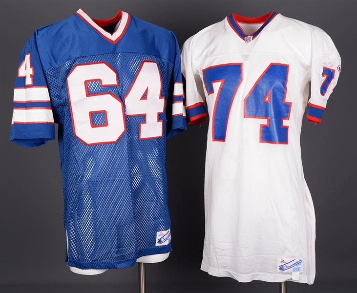 Bruce Mesners 1987 Buffalo Bills Game-Worn Jersey Plus Late-1980s #64 Mesh Jersey