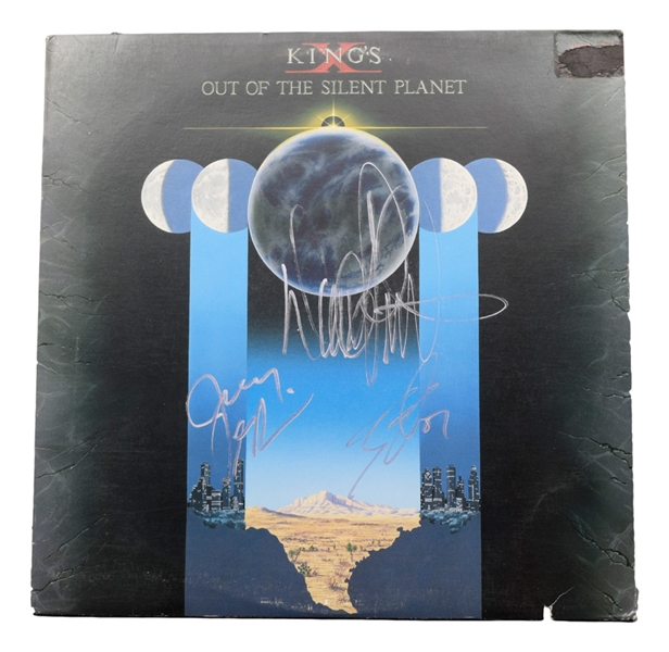 "Kings X" Doug Pinnick, Jerry Gaskill and Ty Tabor Multi-Signed "Out of the Silent Planet" LP Album Cover - JSA Certified