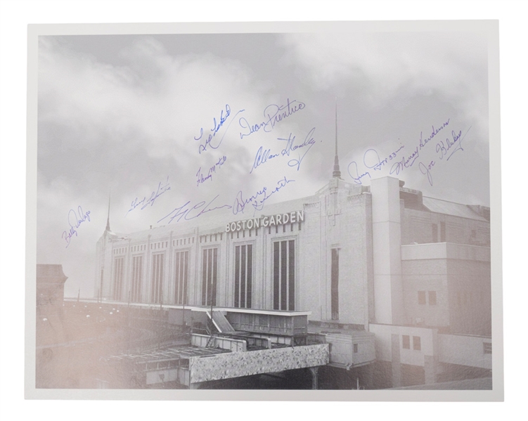 Boston Garden Photo Autographed by 11 Former Bruins with LOA (16" x 20")