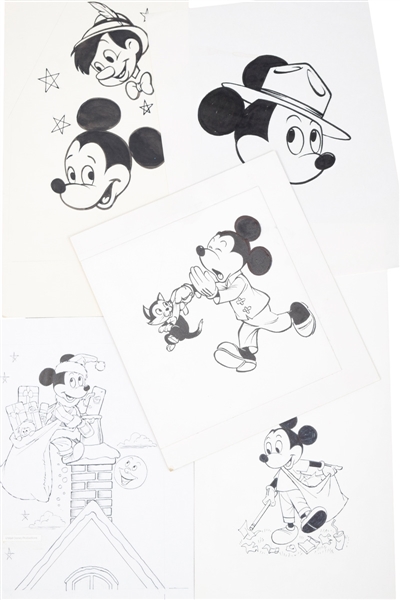 Mickey Mouse and Friends 1960s-1970s Walt Disney Original Advertising Sketches (5)